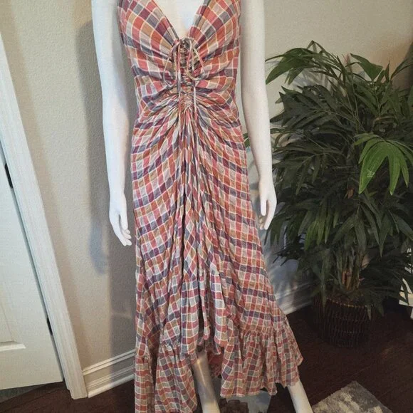 Free People Rainbow Dreams Plaid Dress in Pink/Combo - Picture 10 of 16